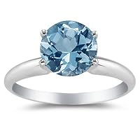 3.25 Cts Aquamarine Solitaire Ring in 18K White Gold
