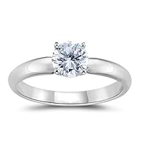 1/4 (0.21-0.27) Cts of 4.1 mm Round Four Prong Diamond Engagement Ring in Platinum