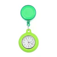Retractable Nurse Watch Clip-on Fob Watch Doctor Medical Hanging Brooch Pin UK (Color : Green)