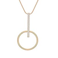 PengJin Y necklace round real gold-plated zircon pendant, sweater chain electroplated snake chain