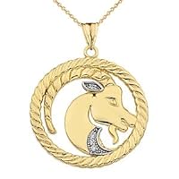 Diamond Taurus Zodiac In Rope Pendant Necklace In Yellow Gold - Gold Purity:: 14K, Pendant/Necklace Option: Pendant With 22
