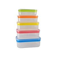Rectangular 10 Piece Food Storage Containers with Lids Airtight (5 Containers & 5 Lids) Plastic Meal Prep Container for Pantry Organization BPA-Free Leak-Proof Microwave Safe