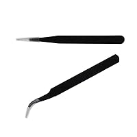 crafting craft tweezers Precision Tweezers, for Soldering, Model, Laboratory Work,Jewelry-Making,(2Pcs Elbows and pointed ends) (black)