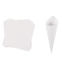 30 Pcs White Kraft Paper Party Confetti Cones, 6.69x6.69 inch(17x17 cm) Wedding Confetti Cones for Wedding Birthday Party