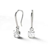Crecida 1.25 Carat (ctw) 14 K White Gold wire back Earring set with Round shaped Lab-Grown White Diamond VS1-VS2-GH