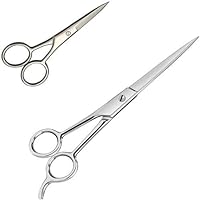 Professional Salon Barber Hair Cutting Scissors Men Beard and Mustache Styling Trimming Scissor STAINLESS STEEL (Combo of 2)