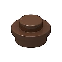 Classic Plate Block Bulk, Brown Plate Round 1x1 Straight Side, Building Plate Flat 200 Piece, Compatible with Lego Parts and Pieces(Color:Brown)