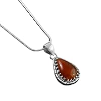 925 Sterling Silver Natural Rutilated Quartz Pendant Necklace Jewewlry