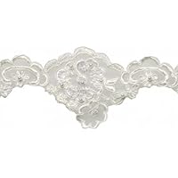 Simplicity 76mm Bridal Lace with Pearls Trimming Ivory - per metre