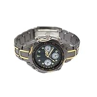 MENS TWO TONE STAINLESS STEEL ROUND BLACK WATCH