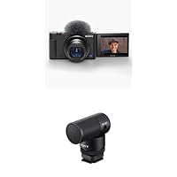 Sony ZV-1 Digital Camera for Content Creators, Vlogging and YouTube with Flip Screen, Touchscreen Display, Live Video Streaming, Webcam with Vlogger Shotgun Microphone ECM-G1 Black