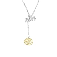Plated Small Rose Outline Silver-tone 2024 Lariat Necklace, 18