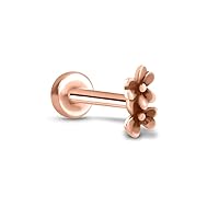 316 Stainless Steel Threadless Push Pin Nose Ring Labret Monroe Ear Cartilage Stud Double Flower Choose Your Color, Size & Gauge