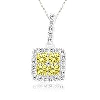 1/2 (0.46-0.55) Cts Yellow & White Diamond Pendant in 14K White Gold