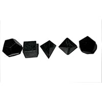 Black Tourmaline Sacred Geometry Sets 5 Stone Platonic Solid Top Grade Quality Merkaba Star W/ Velvet Pouch Attractive Cleansing Life Vitality Healing Chakra Balancing Dna Energy