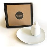 AggCoddler - Gustav Porcelain Serving Plate for Egg Coddlers - Scandinavian Design Grooved White Oval Dish