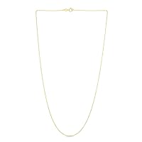 14k Yellow Gold 1.0mm Sparkle Cut Bead Chain Necklace With Spring Ring Clasp Jewelry for Women - Length Options: 16 18 20