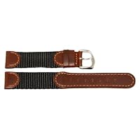 18MM BLACK BROWN LEATHER NYLON SPORT WATERPROOF WATCH BAND STRAP FITS SWISS ARMY