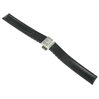 16mm Hirsch Golf Genuine Leather Adjustable Deployment Buckle Black Watch Band