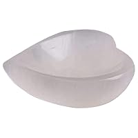 Himalayan Glow Selenite Crystal Heart Shape Bowl 10cm, Reiki Healing Medication & Home Decoration Stone, Ideal for Cleansing and Smudging Plate, White