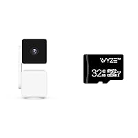 Cam Pan v3 Indoor/Outdoor IP65-Rated 1080p Pan/Tilt/Zoom Wi-Fi Smart Home Security Camera with Color Night Vision, 2-Way Audio, Works with Alexa & Google Assistant + Wyze 32GB MicroSDHC Card