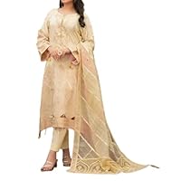 Stitched Banarsi Lawn | Pakistani Lawn | Party were Dress | Cotton Dress | Embroidered Dress | Cream Color
