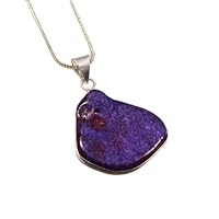 925 Sterling Silver Natural Purple Stone Gemstone Simple Pendant Necklace Gift Handmade Jewelry