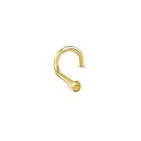 14k Solid Yellow Gold Nose Ring, Stud, Nose Screw, L Bend, Nose Bone 2mm Ball 22G 20G or 18G