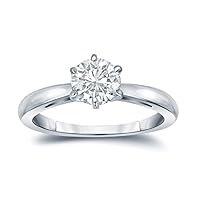 1.00 ct. tw Round Natural Diamond Solitaire Ring In 14k Gold ,6-Prong (H-I, SI1-SI2)