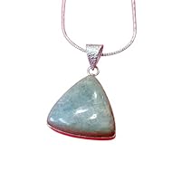 Blue Amazonite Gemstone 925 Sterling Silver Pendant Gift Jewelry