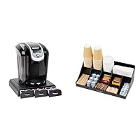 Mind Reader Single Serve Coffee Organizer with 3 Drawers 36 Pod Capacity & Cup and Condiment Station Set Black