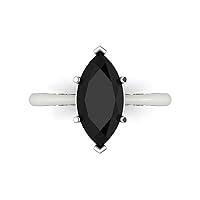 2.50 ct Marquise Cut Solitaire Genuine Natural Black Onyx Engagement Wedding Bridal Promise Anniversary Ring 14k White Gold