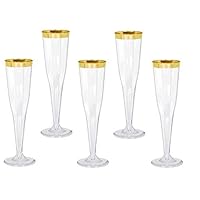 Oojami 30 pc Gold Rimmed Clear Classicware Glass Like Champagne Toasting Flutes