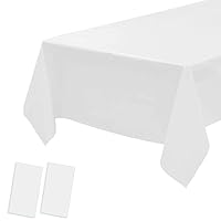 2 Pack Plastic Tablecloths Disposable Plastic Table Covers Table Cloths Christmas BBQ Picnic Birthday Wedding Parties Xmas TableCloth Oil-proof Table Cloth Thin White Table Cover 54 x 108 In