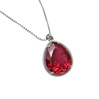 3.50Ct Pear Cut Lab Created Red Ruby Women's Pendant 14K White Gold Plated