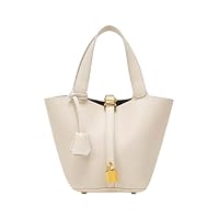 Women's Faux Leather Top Handle Handbags Simple Soft Bucket Bag Work Satchel Purses Ladies Stylish Small Shoulder Bag
