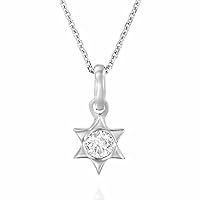 0.10 Ct Bezel Set Round Diamond Star Shape Pendant Necklace 18