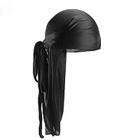 Cobric Fashion Silky Durags Bandanas Unisex Satin Turban Hat Wigs Biker Headwear Women Headband Hair Long Tail color 665