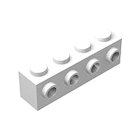 Classic Brick Bulk, White 1x4 Brick, with Studs on Side Building Flat 200 Piece, Compatible with Lego Parts and Pieces: 1x4 White Brick Studs(Color: White)