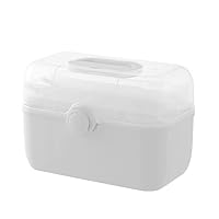 Medicine Box Transparent First Aid Box, Large Capacity Medicine Storage Box Organizer with Pill Organizer Kit Case Plastic Multi Layer Medicine Cabinet (L White)