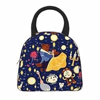 Cute Beauty Lunch Bag for Women & Men Adult Insulated The Beast Pattern Lunch Box Durable Reusable Leakproof Cooler Portable Tote Bags Water Resistant Work School Travel and Picnic