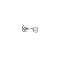 316 Stainless Steel Threadless Push Pin Nose Ring Labret Monroe Ear Cartilage Stud Small 1.5mm CZ Choose Your Color, Post Length & Gauge