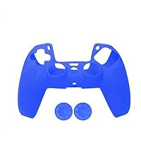 Anti-Slip Silicone Protective Case Cover Skin Grip with Joystick Caps for Playstation 5 PS5 Controller Gamepad (Blue)