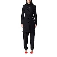 Love Moschino Elegant Black Wool Coat with Silver Chain Women's Detail