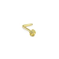 14k Solid Yellow Gold Nose Ring, Stud, Nose Screw or L Bend 3.5mm Rose Flower 20G