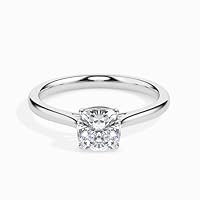 Riya Gems 1.80 CT Cushion Diamond Moissanite Engagement Ring Wedding Ring Eternity Band Vintage Solitaire Halo Hidden Prong Setting Silver Jewelry Anniversary Promise Ring Gift