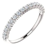 Platinum Round 1.7mm 0.33 Dwt Si2 si3 Polished 1/3 Dwt Diamond Anniversary Band Ring Size 6.5 Jewelry for Women