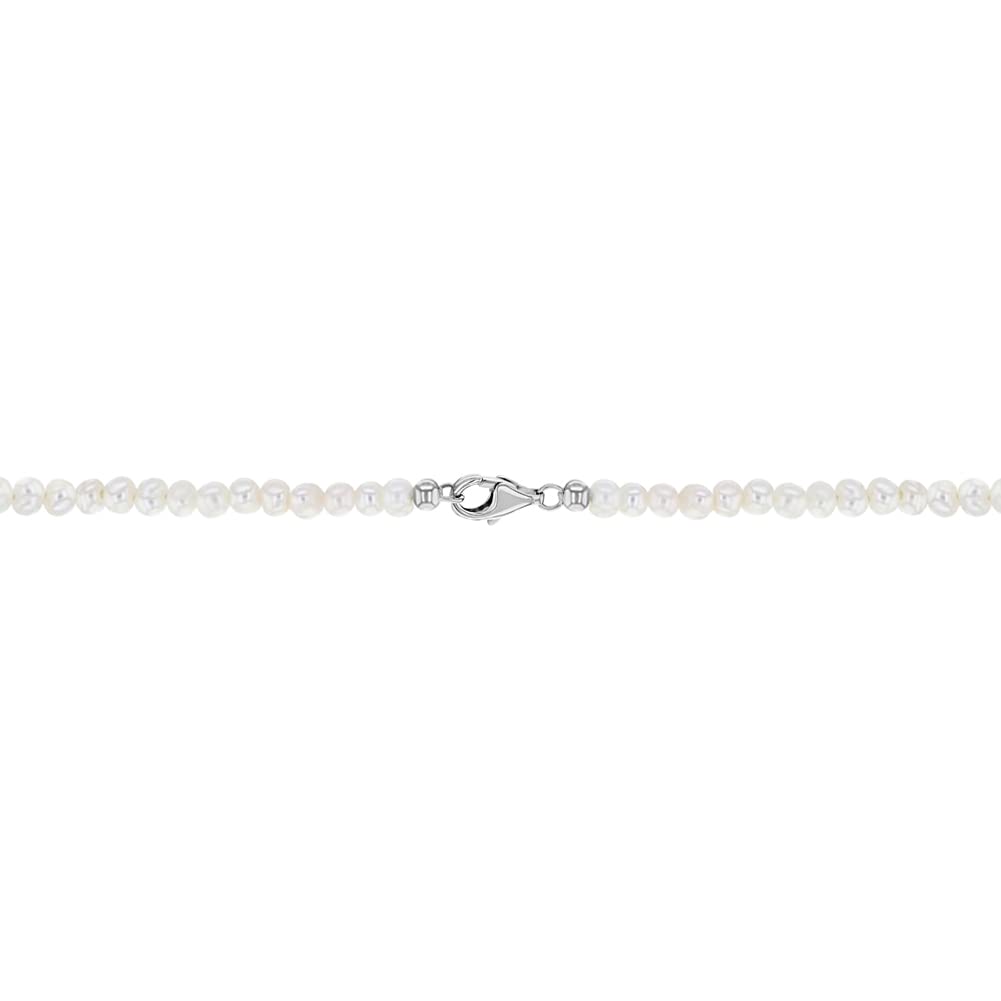 925 Sterling Silver Freshwater Cultured Pearl Necklace For Toddlers and Little Girls 12