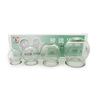4 Cup Round Glass Fire Cupping Jars for Chinese Cupping Therapy and Massage