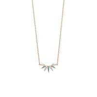 14k Gold Plated 925 Sterling Silver 16 Inch + 2 Inch Simulated Turquoise and CZ Spike Necklace 1 1.5mm W Jewelry for Women